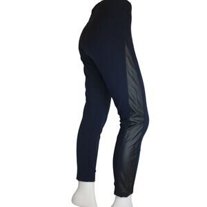 Lysse Black Ponte Pants With Vegan Leather Seamed Sides Tummy Control Medium